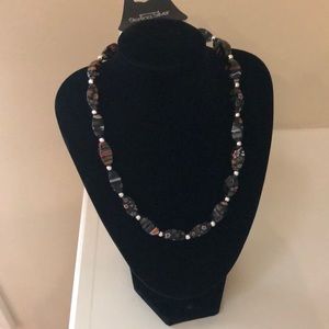 Sterling silver floral beaded necklace new